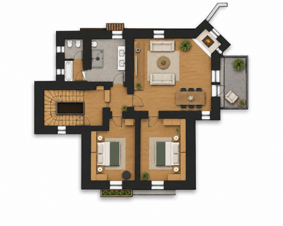 DAS SCHLÖSSL Suite 803 - Grundriss Beispiel, Abweichungen möglich